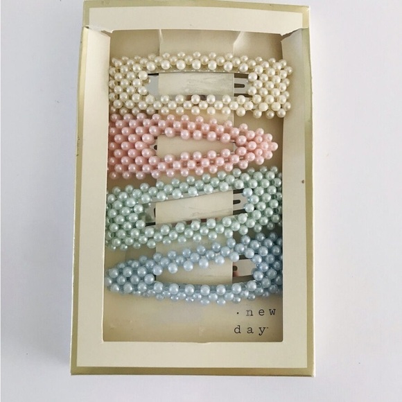 A New Day Faux Pearl Large Hair Clip Set + NO CREASE HAIR STYLING CLIPS - 3 PACK - Picture 2 of 12
